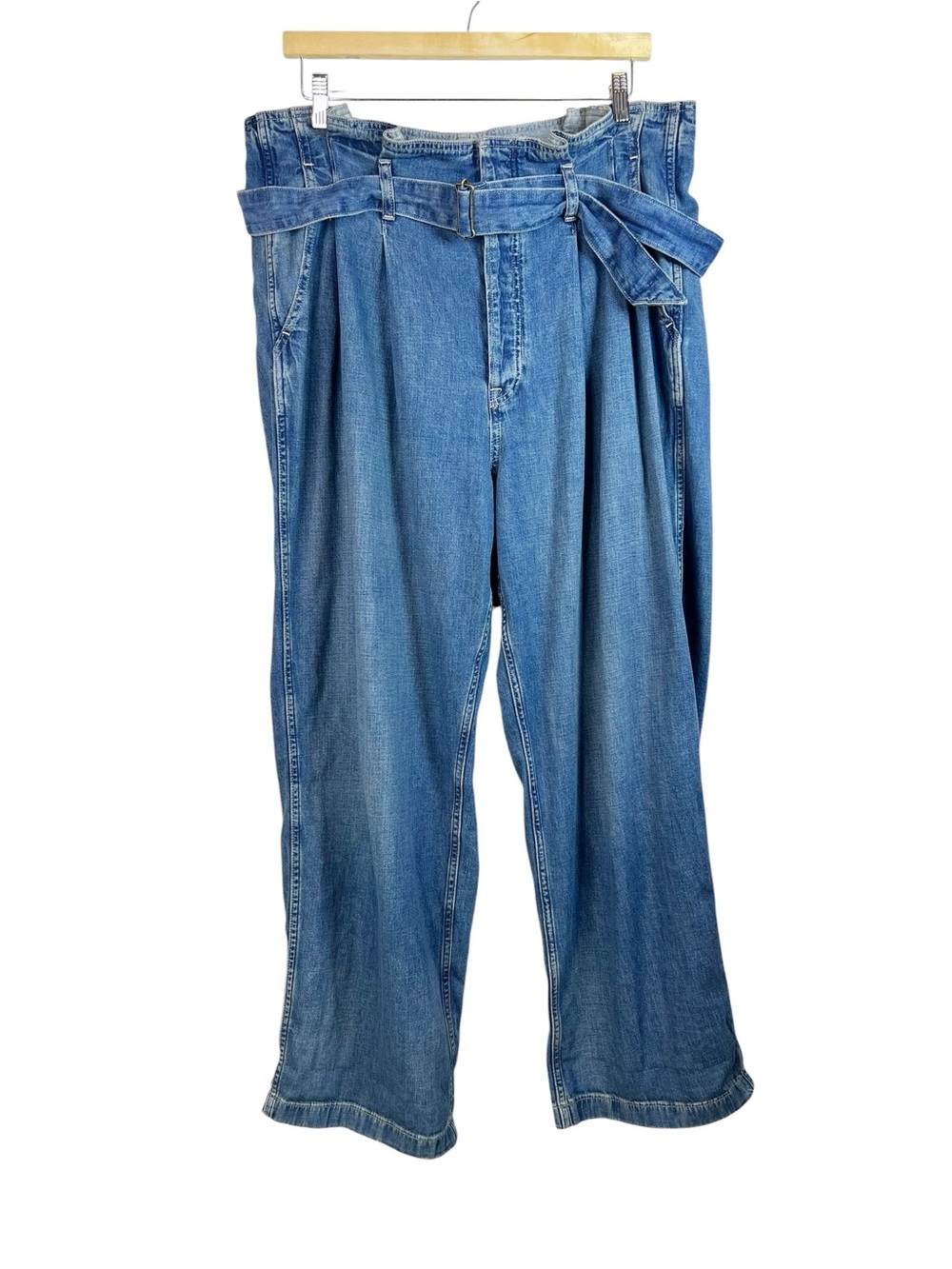 Polo Ralph Lauren Women’s Palazzo Waist Denim Wide Leg Belted Jeans Size 32 Boho